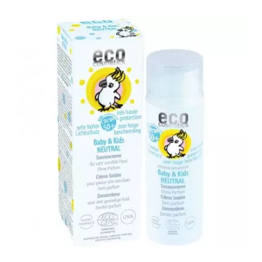 Eco Cosmetics  -  Eco Cosmetics SPF 50+ krem na słońce dla dzieci i niemowląt bezzapachowy - Neutral, 50 ml 